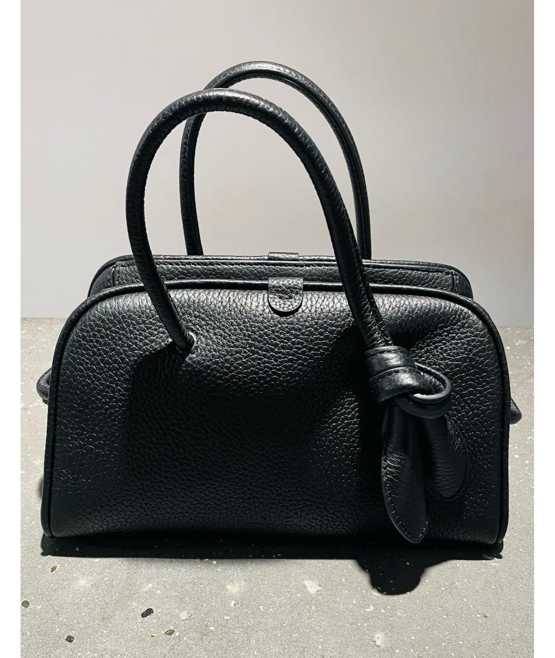 JACQUEMUS Черная кожаная сумка с короткими ручками, фото 8