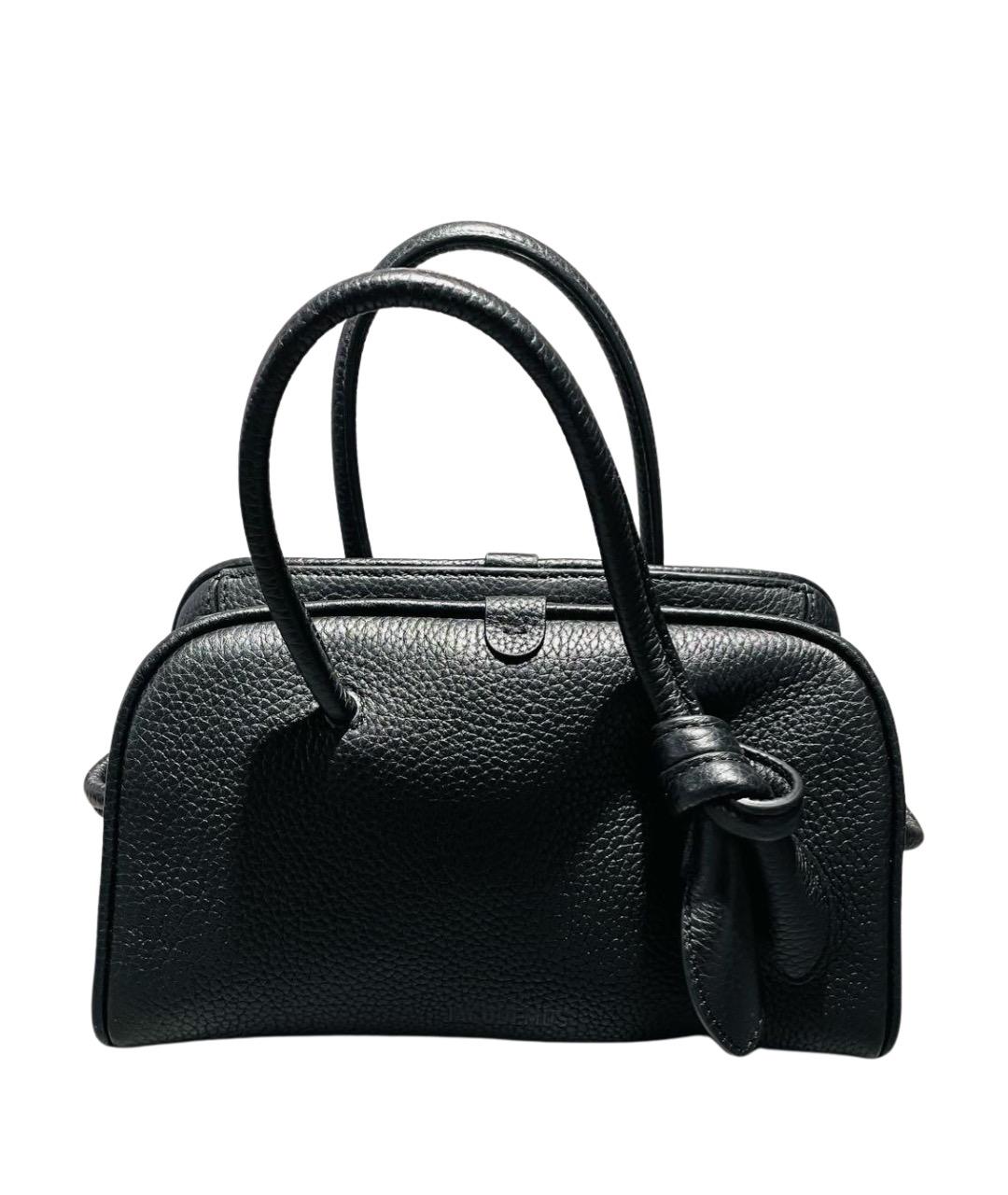 JACQUEMUS Черная кожаная сумка с короткими ручками, фото 1