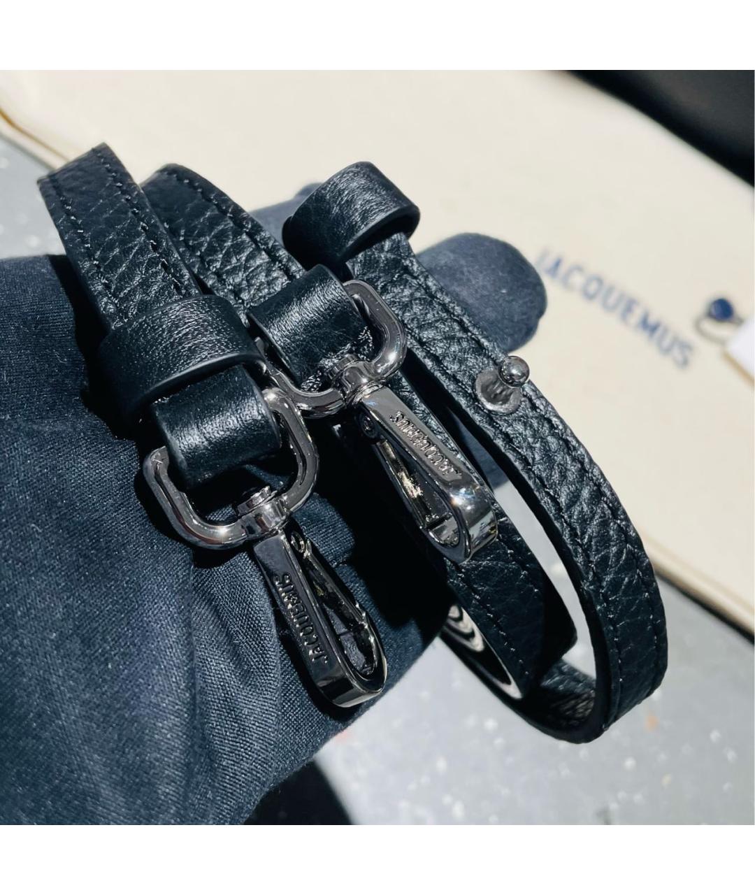 JACQUEMUS Черная кожаная сумка с короткими ручками, фото 6