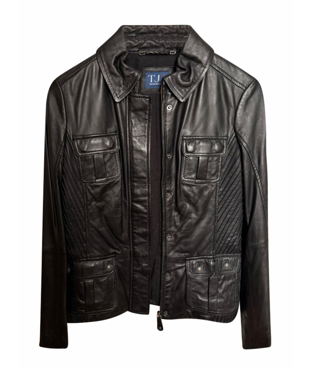 TRUSSARDI Черная кожаная куртка, фото 1
