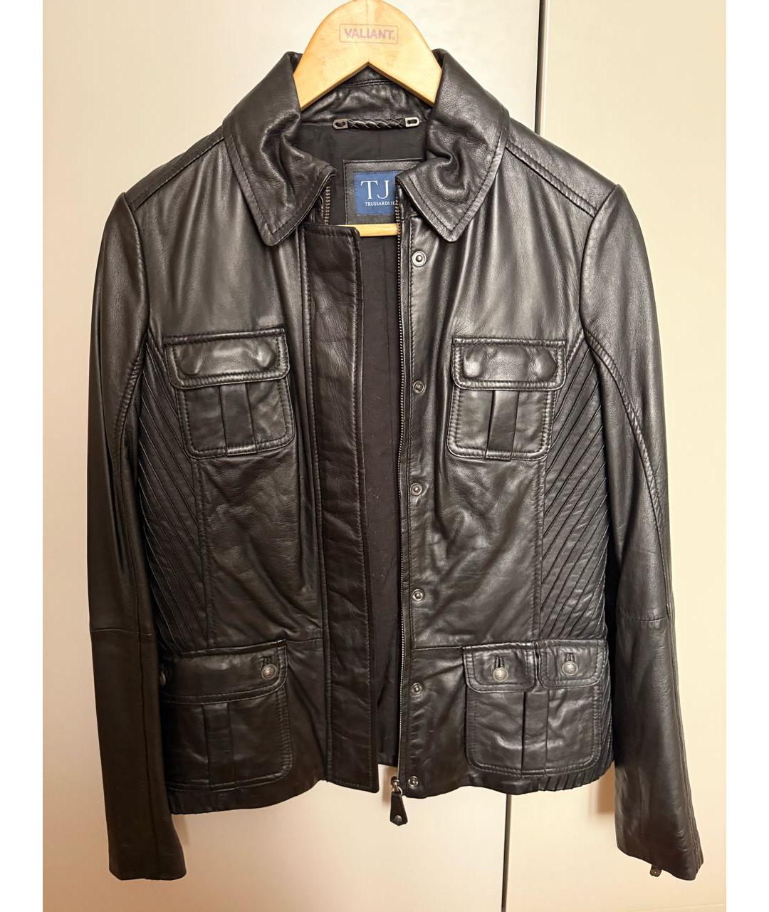 TRUSSARDI Черная кожаная куртка, фото 3