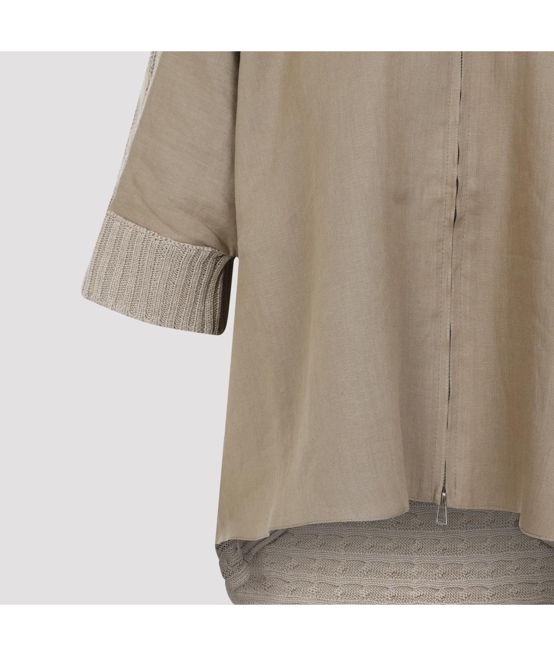 MAX MARA Бежевый льняной кардиган, фото 4