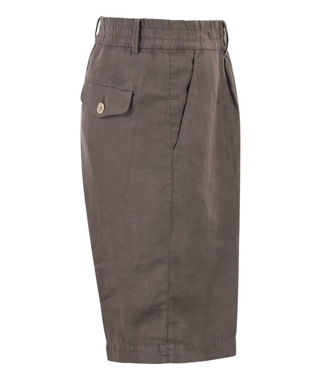 BRUNELLO CUCINELLI Коричневые льняные шорты, фото 3