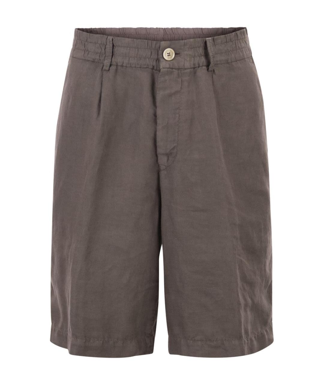 BRUNELLO CUCINELLI Коричневые льняные шорты, фото 1