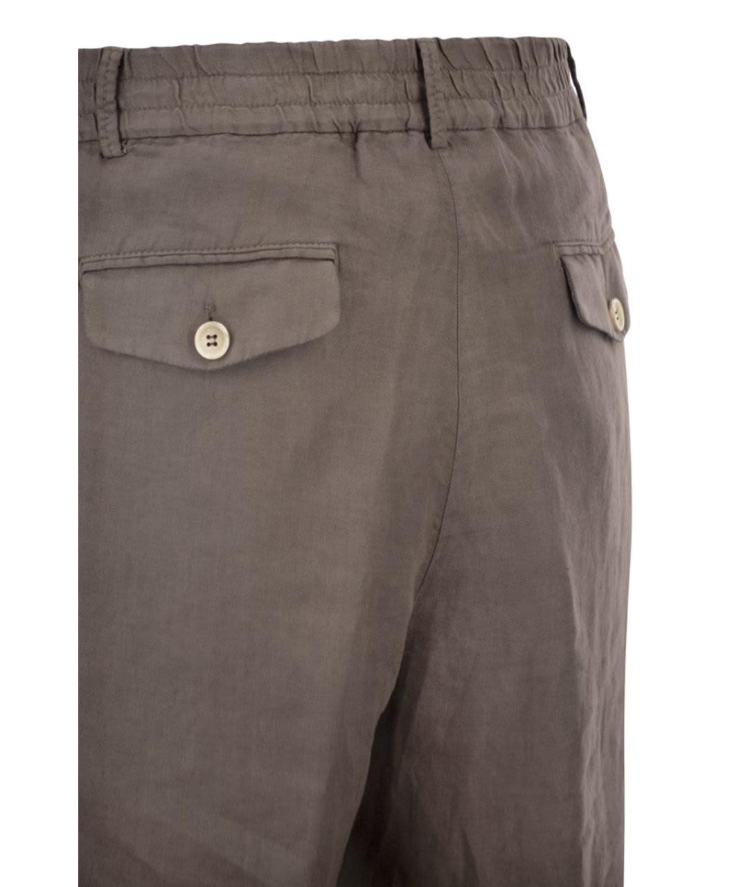 BRUNELLO CUCINELLI Коричневые льняные шорты, фото 4