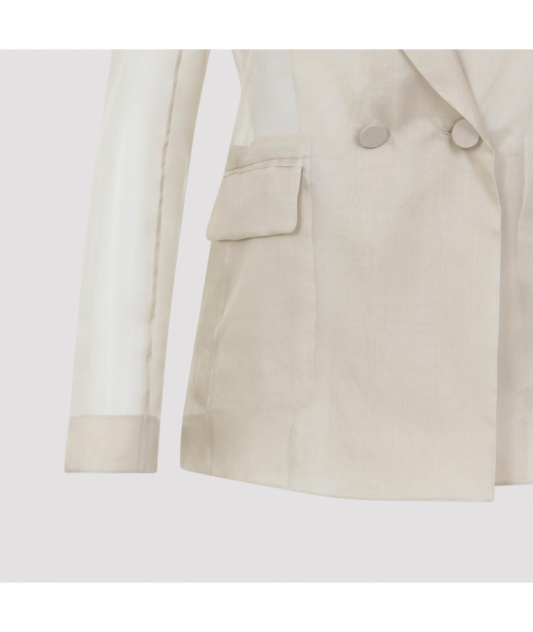 MAX MARA Бежевый шелковый жакет/пиджак, фото 4