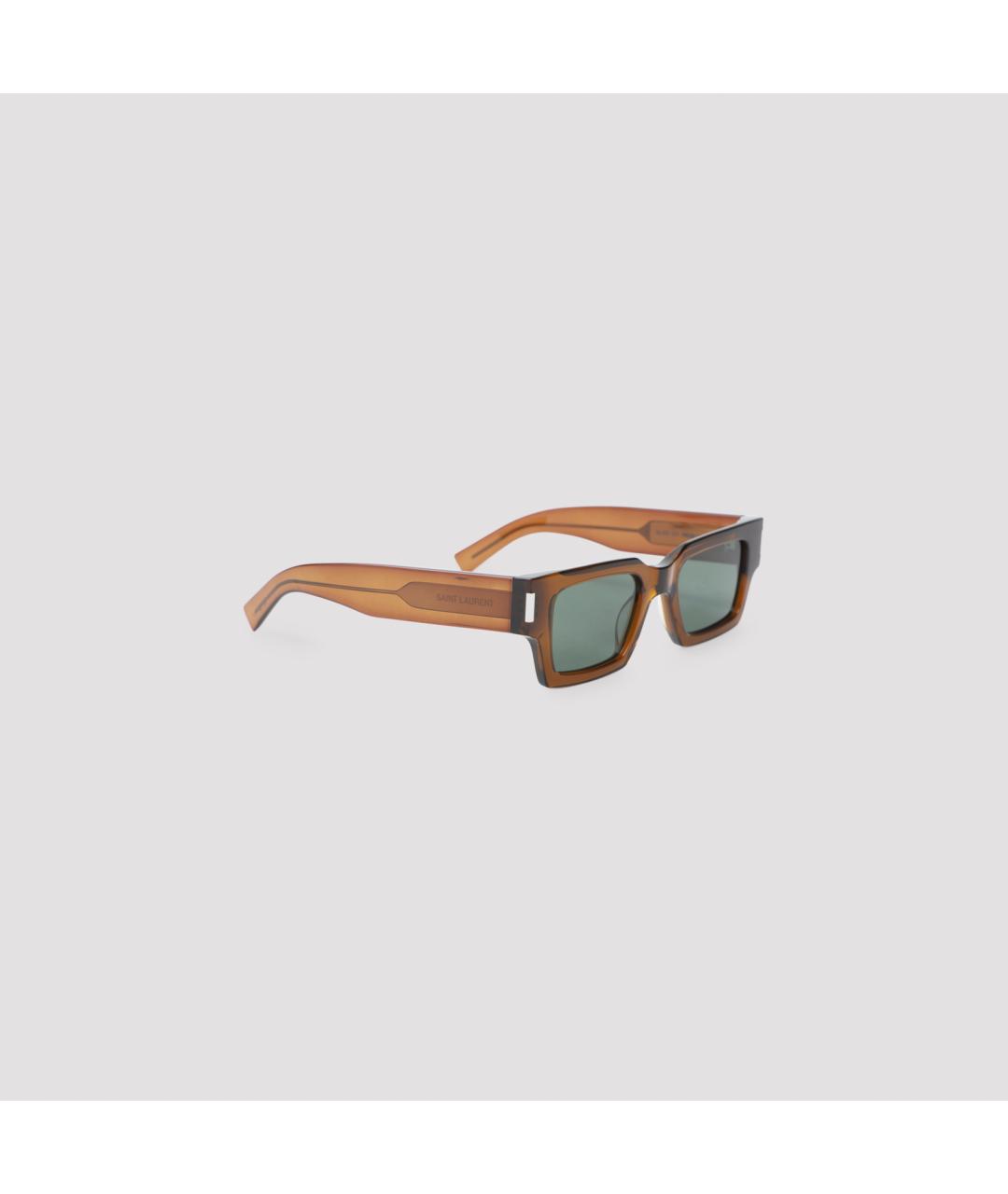 SAINT LAURENT Коричневые пластиковые солнцезащитные очки, фото 2