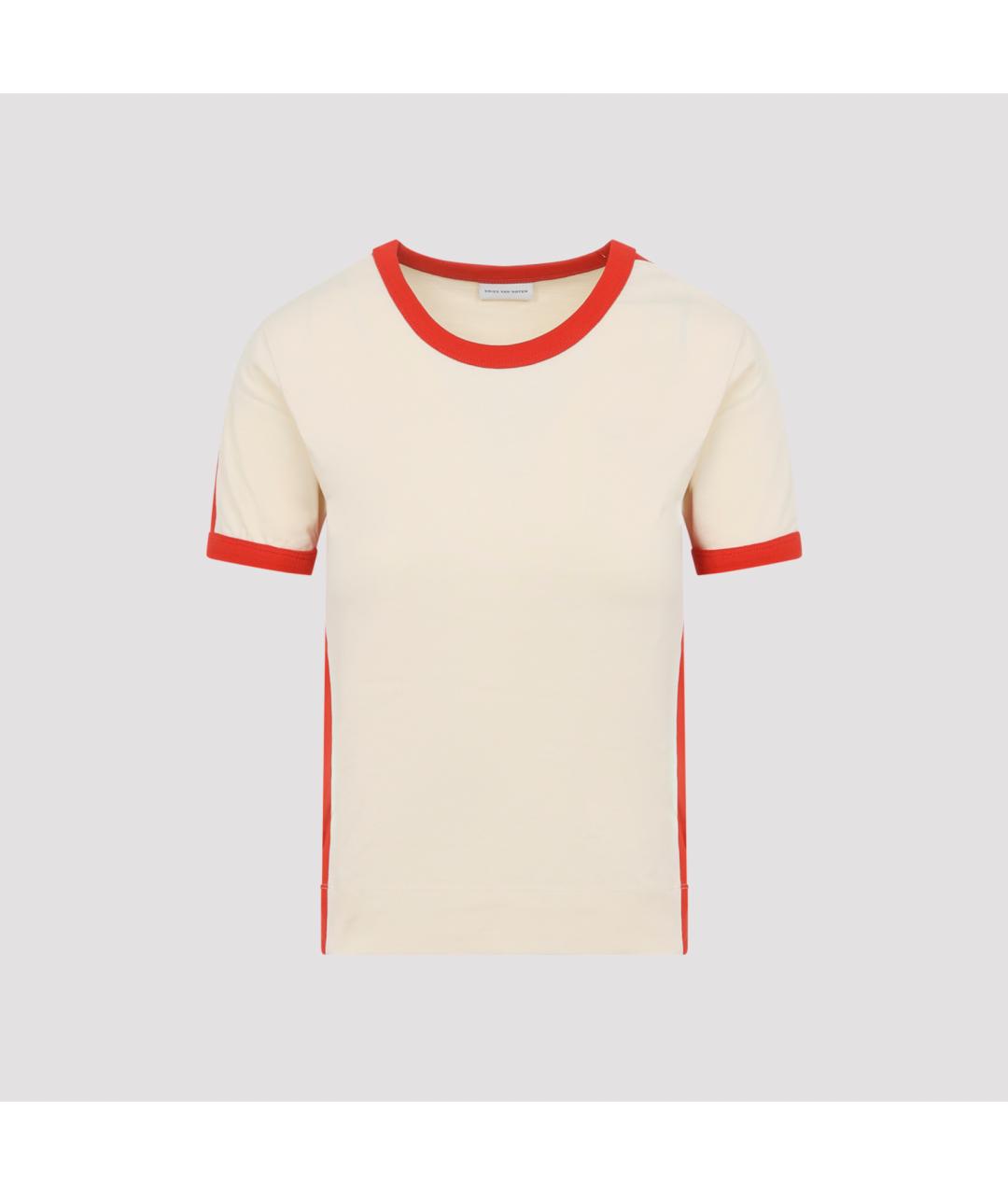 DRIES VAN NOTEN Бежевая хлопковая футболка, фото 2