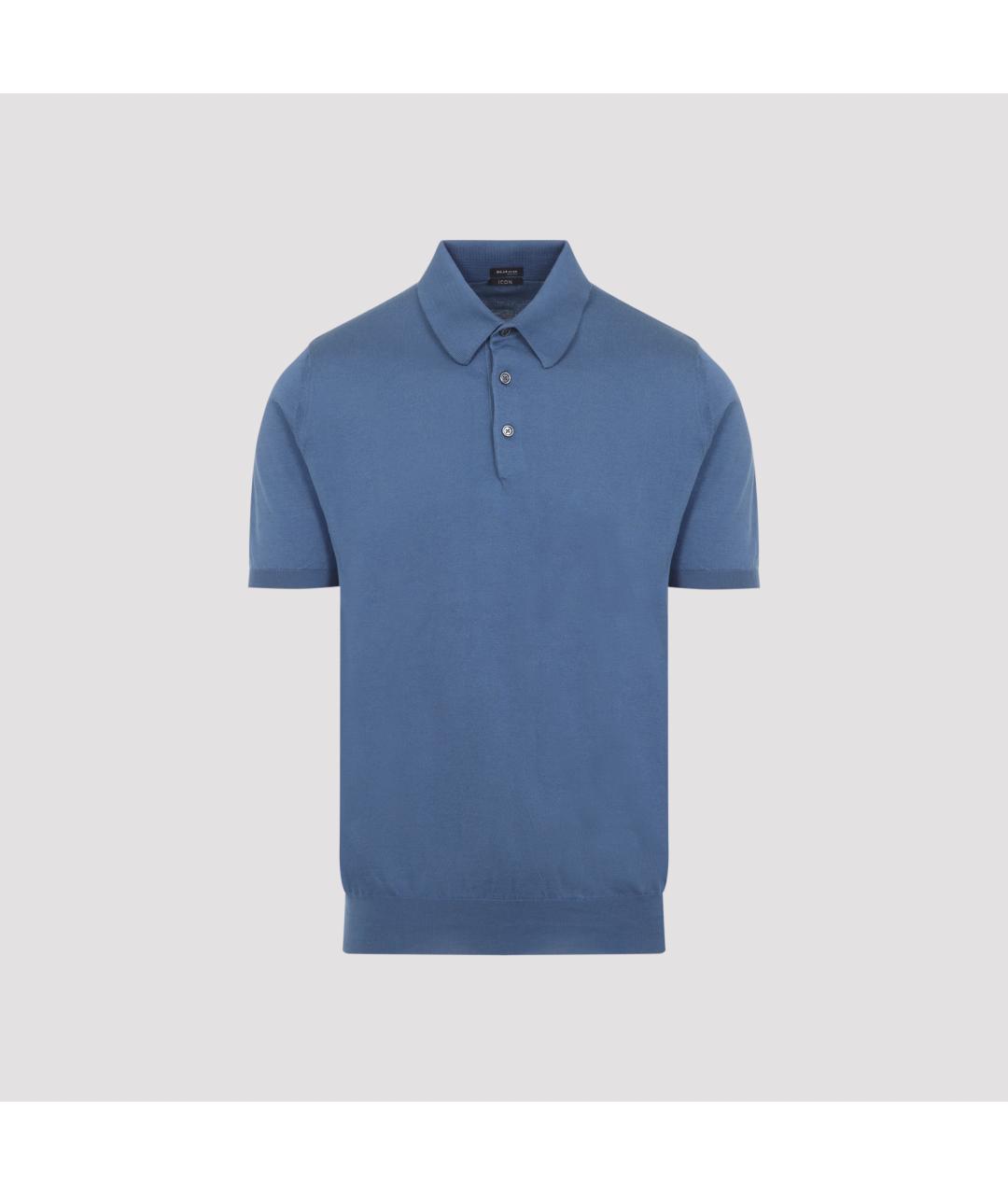KITON Синее хлопковое поло с коротким рукавом, фото 2