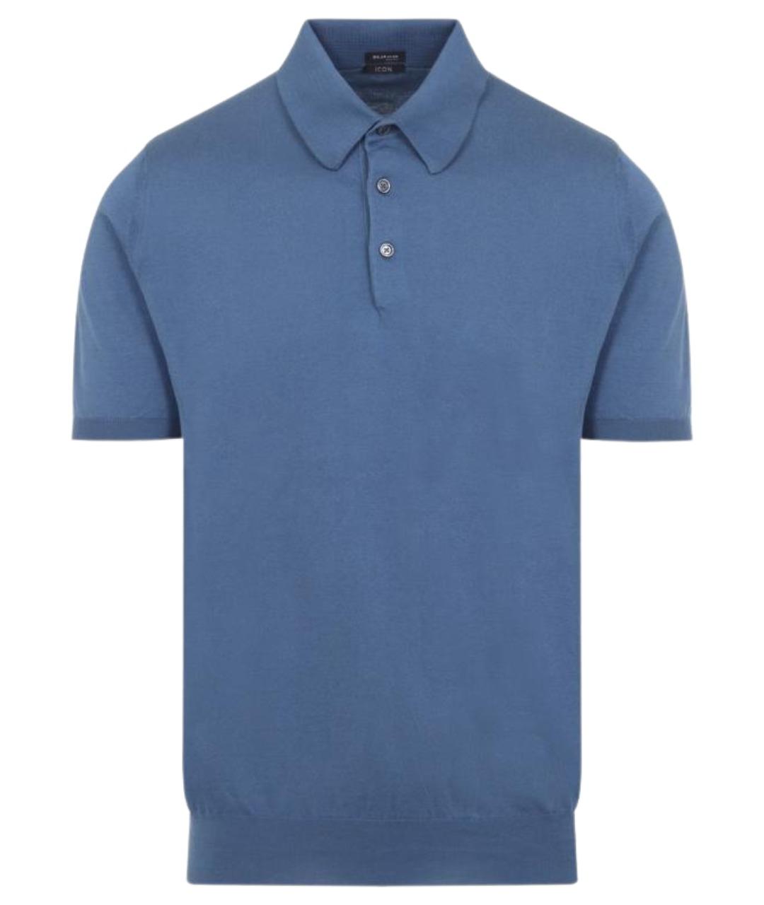 KITON Синее хлопковое поло с коротким рукавом, фото 1