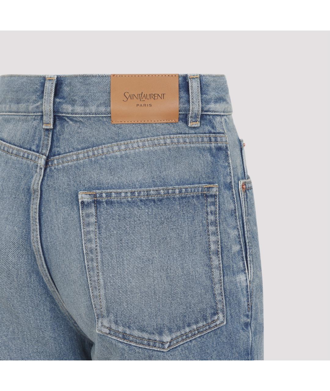 SAINT LAURENT Голубые хлопковые джинсы клеш, фото 4