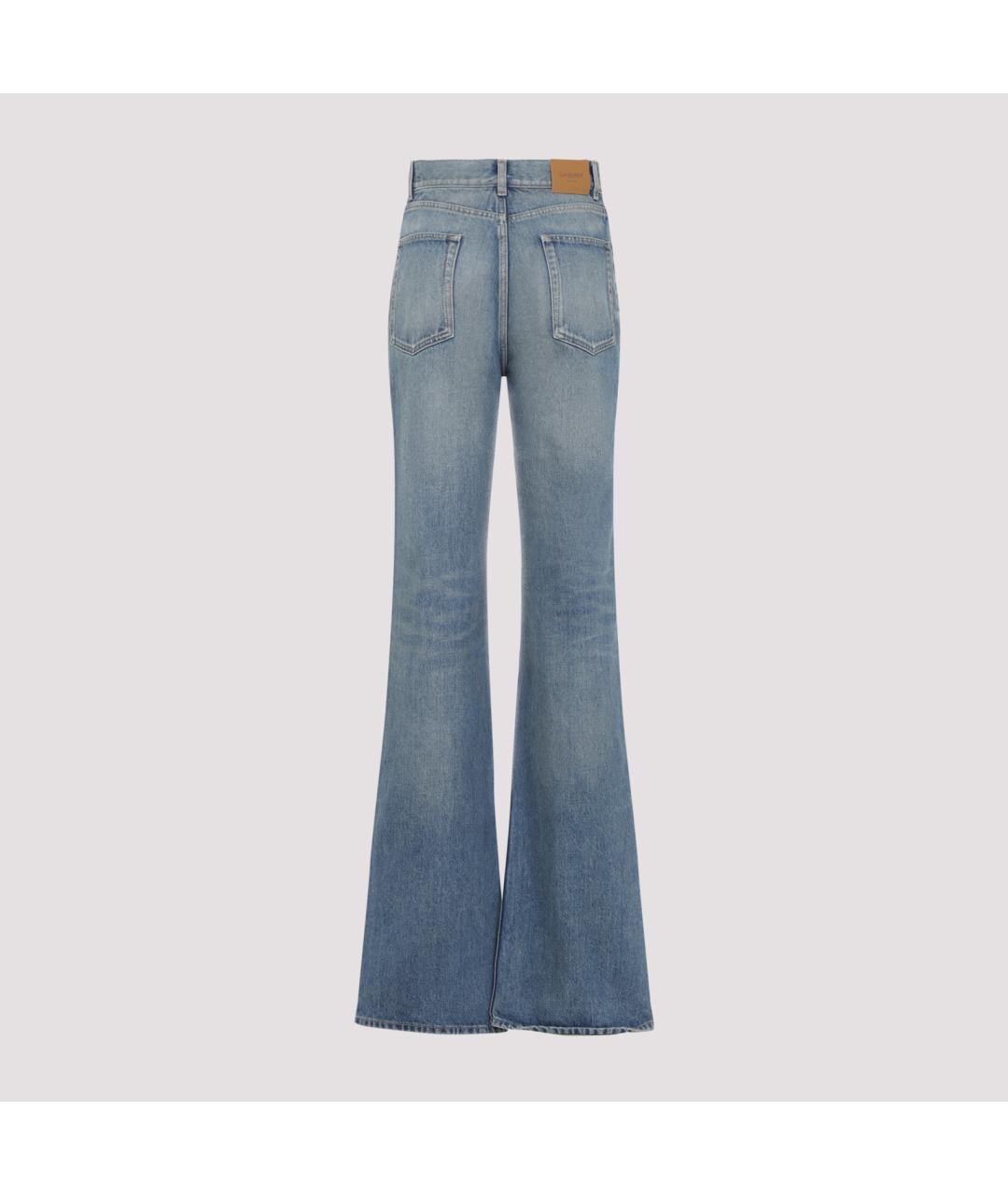 SAINT LAURENT Голубые хлопковые джинсы клеш, фото 3