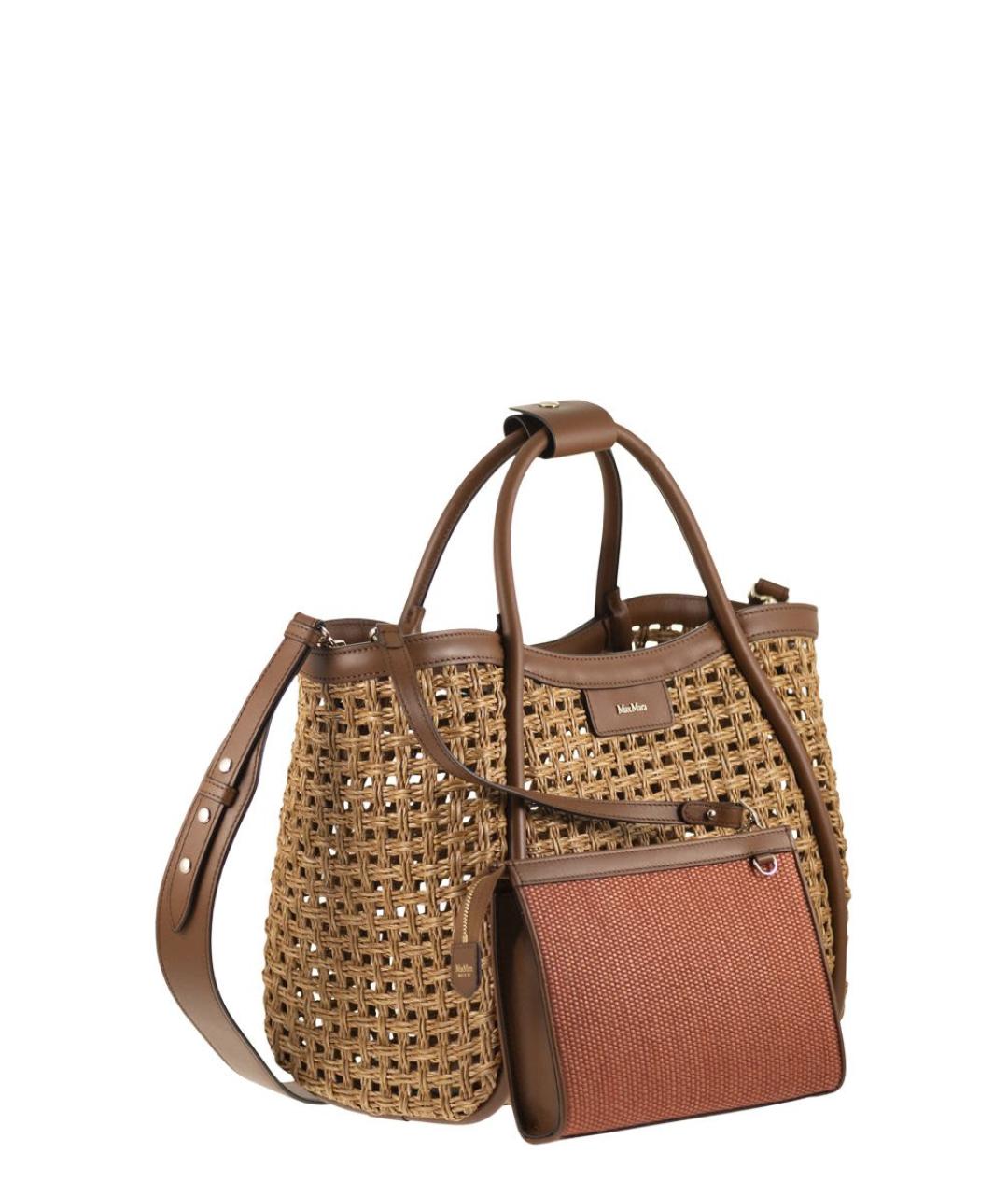 MAX MARA Бежевая пелетеная сумка тоут, фото 4