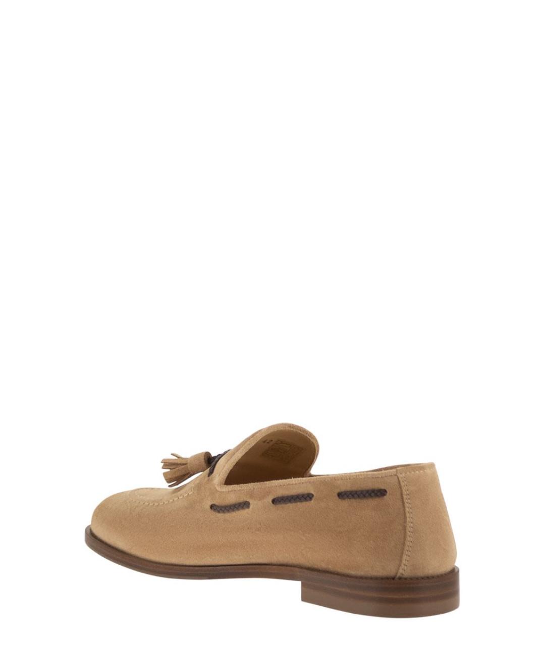 BRUNELLO CUCINELLI Бежевые замшевые лоферы, фото 5
