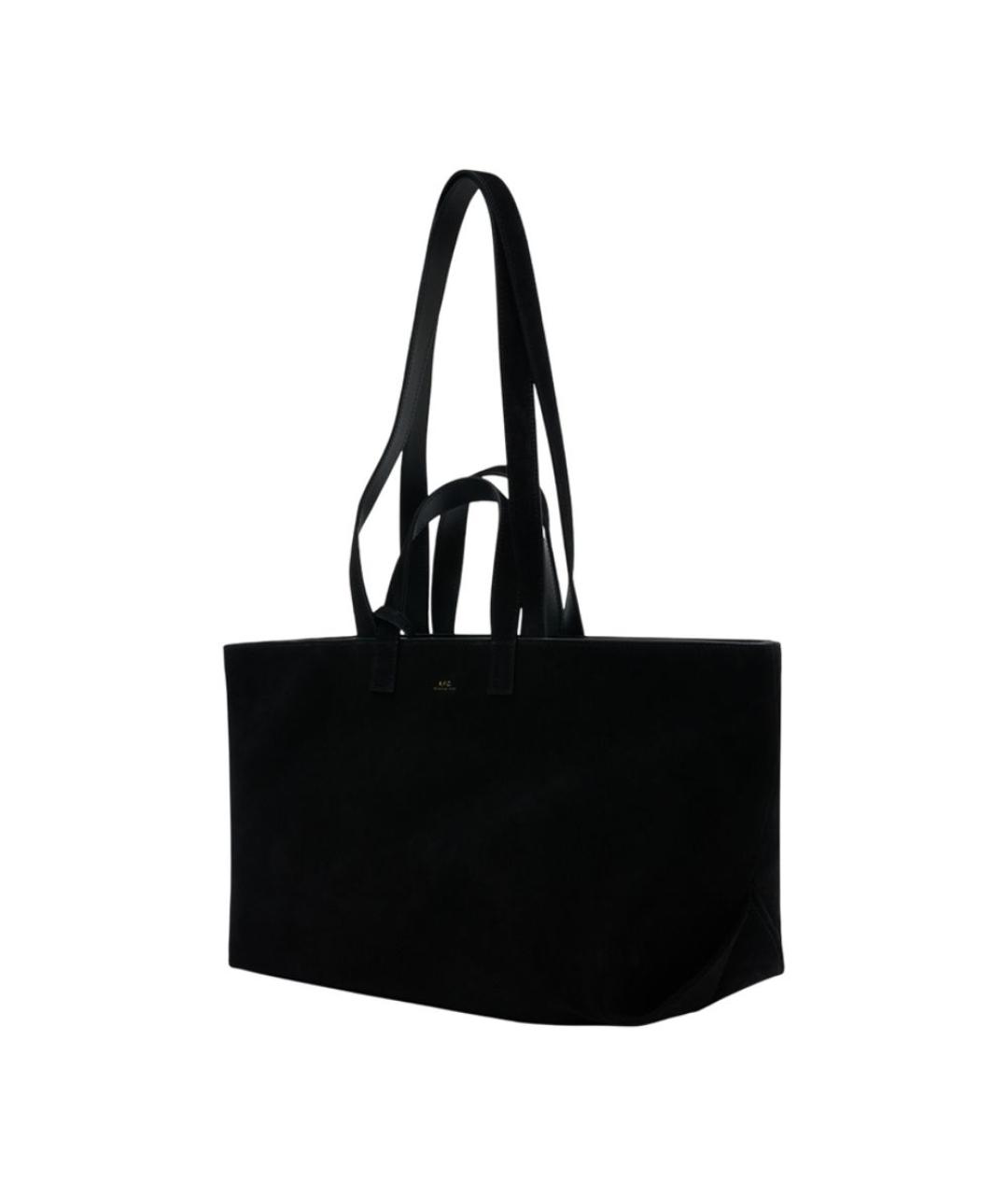 A.P.C. Черная кожаная сумка тоут, фото 2