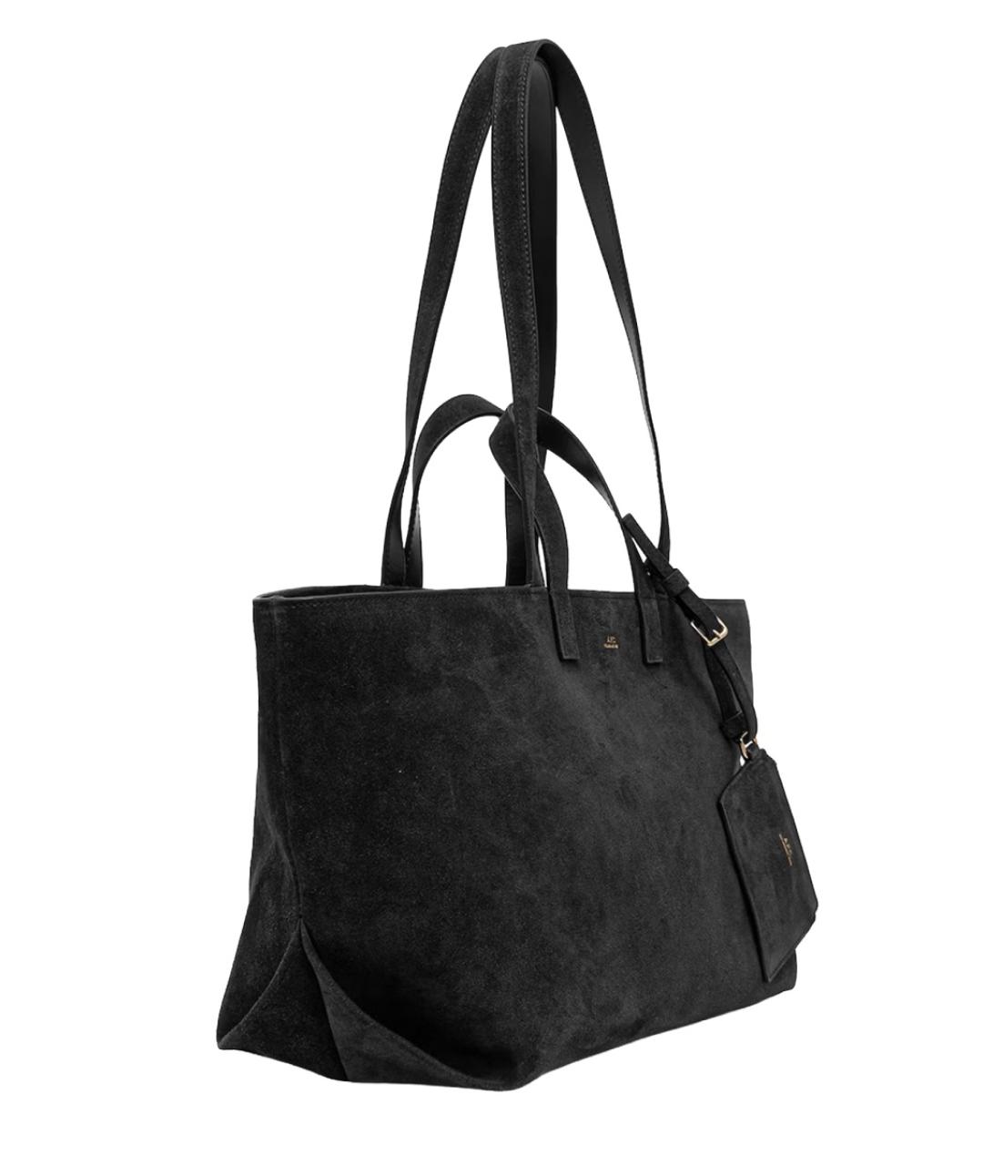 A.P.C. Черная кожаная сумка тоут, фото 4