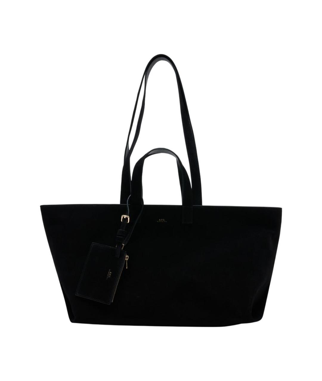 A.P.C. Черная кожаная сумка тоут, фото 3