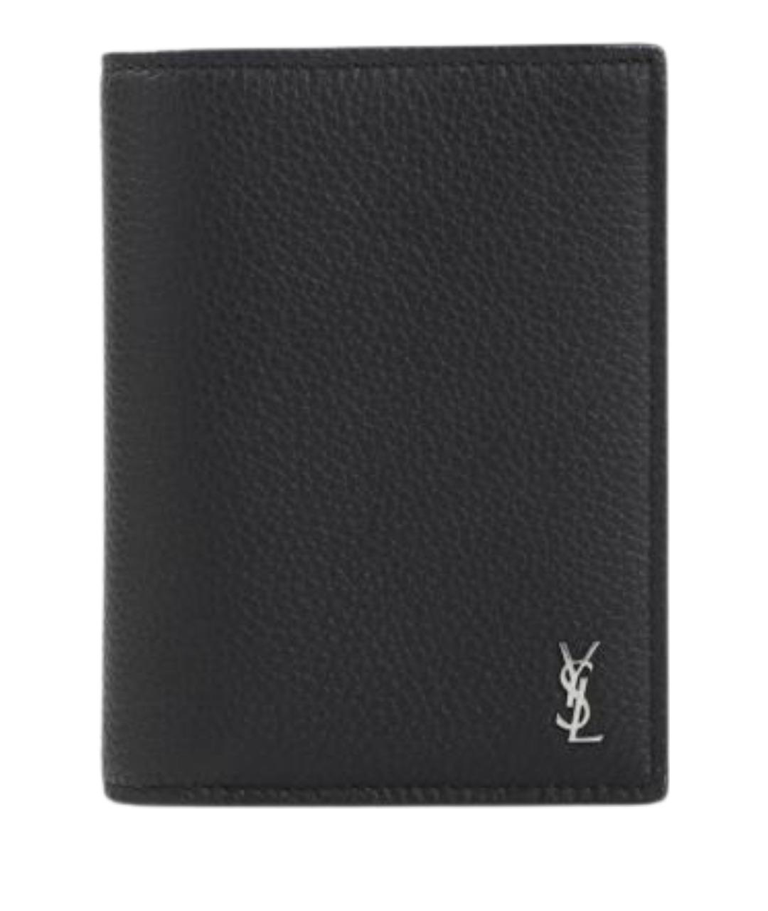 SAINT LAURENT Черный кожаный кошелек, фото 1