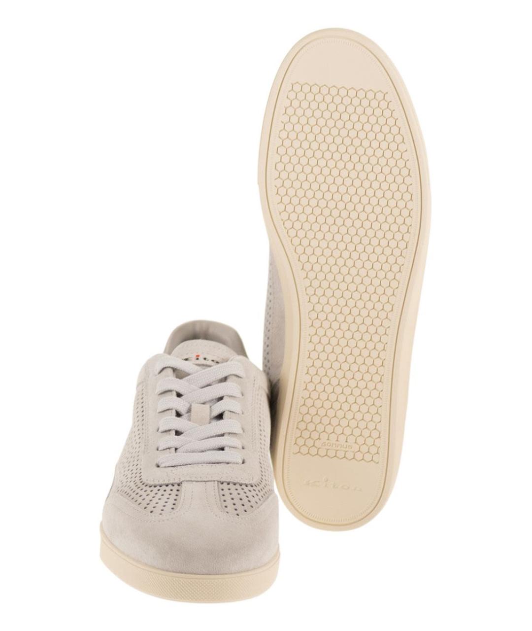 KITON Серые кожаные низкие кроссовки / кеды, фото 5