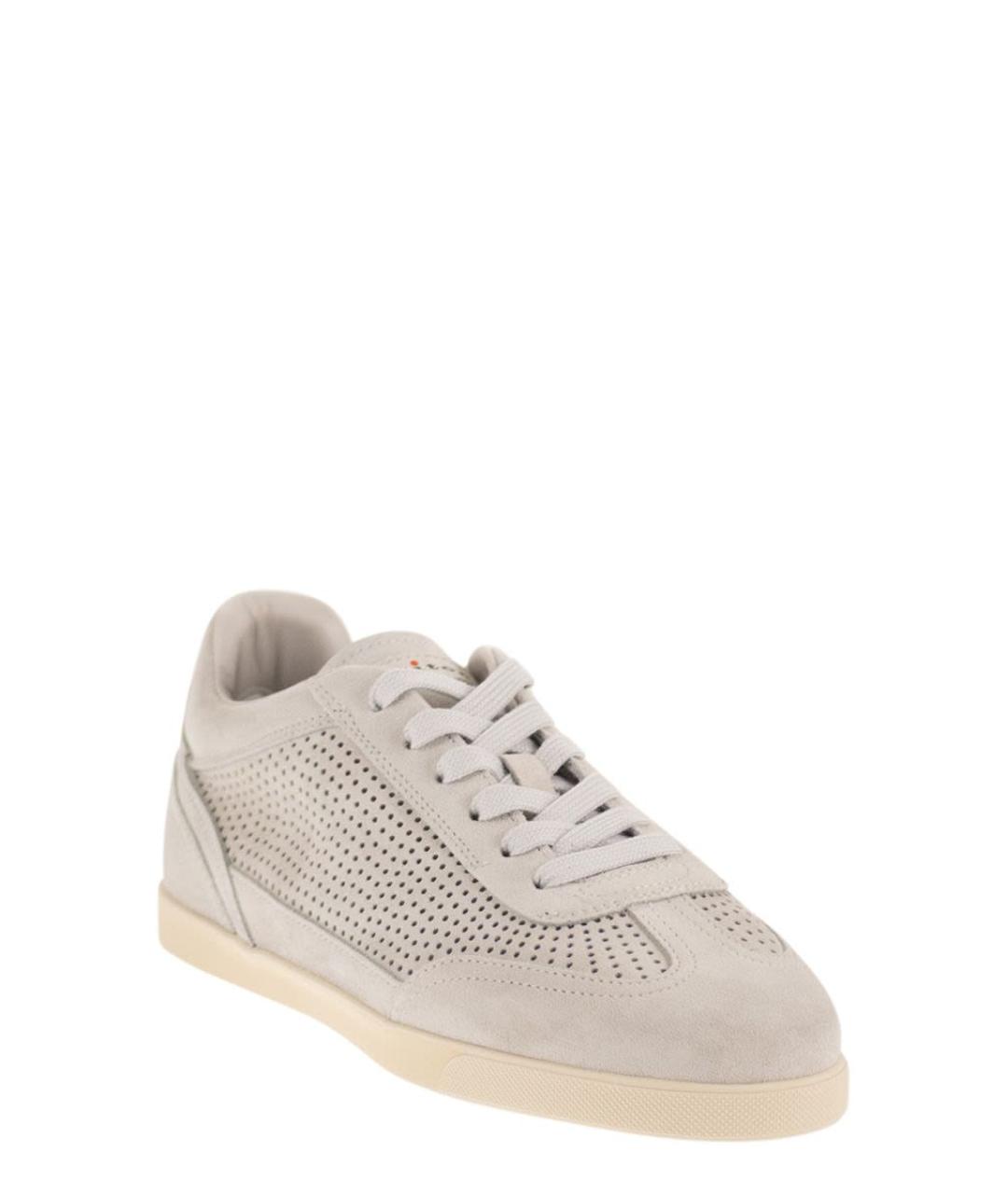 KITON Серые кожаные низкие кроссовки / кеды, фото 2