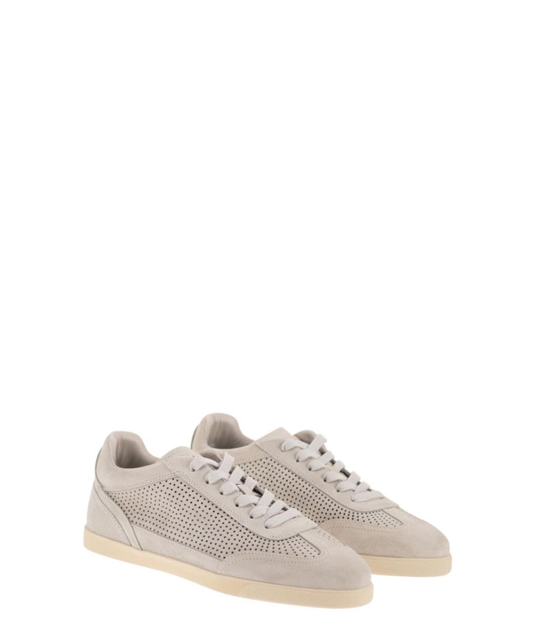 KITON Серые кожаные низкие кроссовки / кеды, фото 4