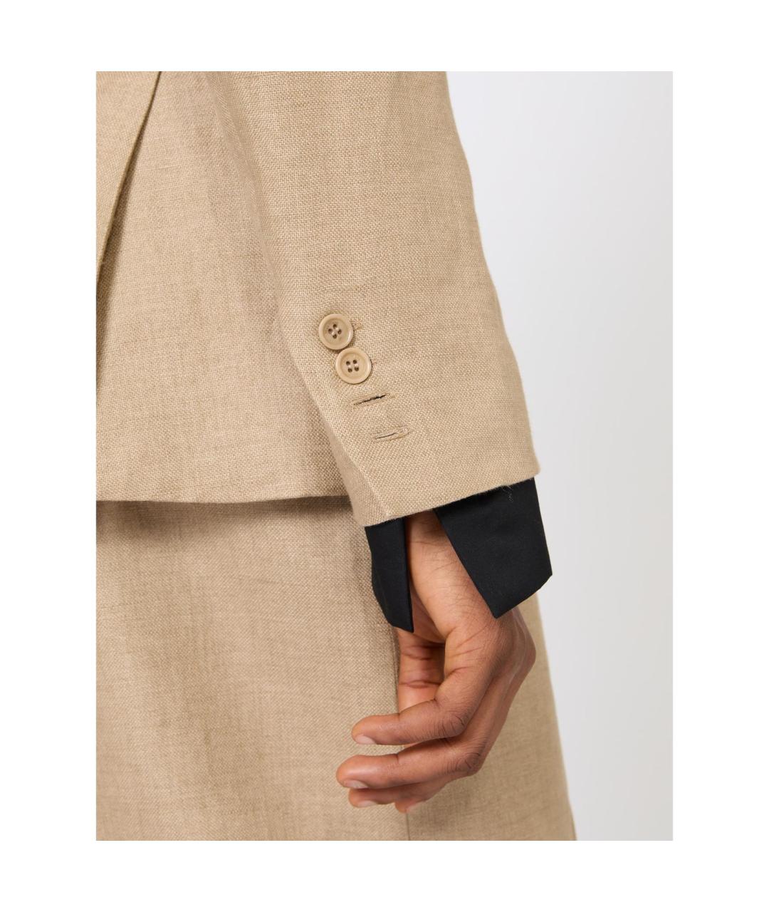 MAX MARA Бежевый льняной жакет/пиджак, фото 3