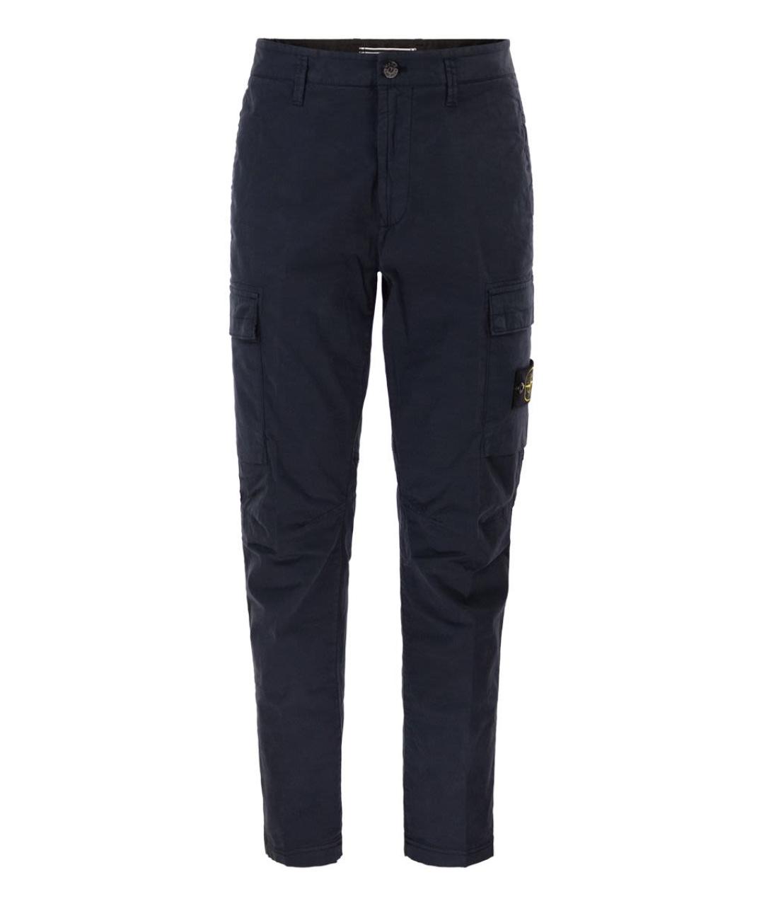 STONE ISLAND Темно-синие хлопковые повседневные брюки, фото 1