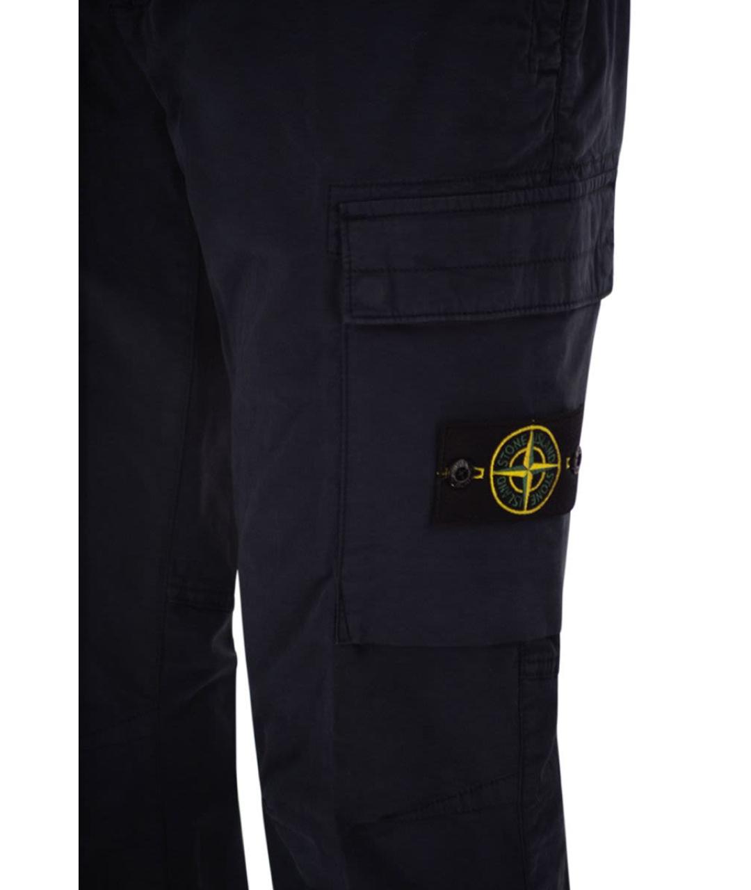STONE ISLAND Темно-синие хлопковые повседневные брюки, фото 4