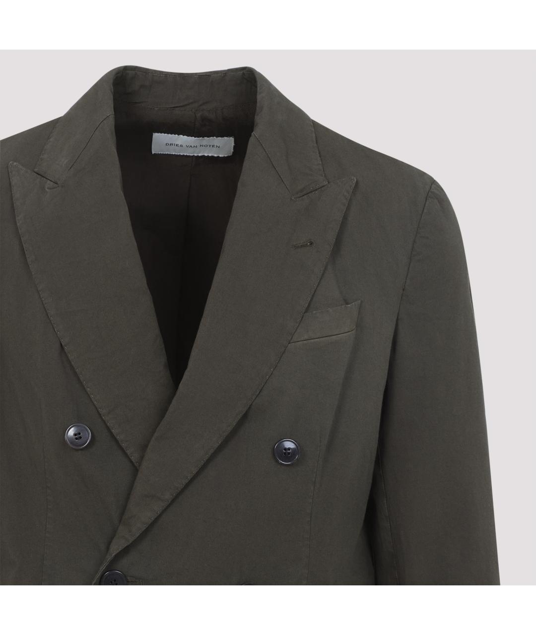 DRIES VAN NOTEN Зеленый хлопковый пиджак, фото 5