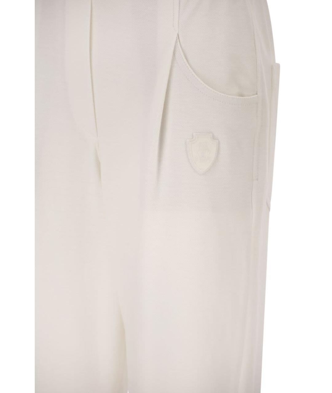 BRUNELLO CUCINELLI Белые хлопковые прямые брюки, фото 4