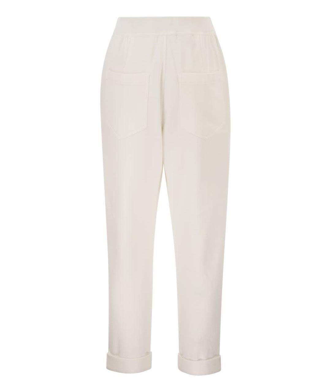 BRUNELLO CUCINELLI Белые хлопковые прямые брюки, фото 2
