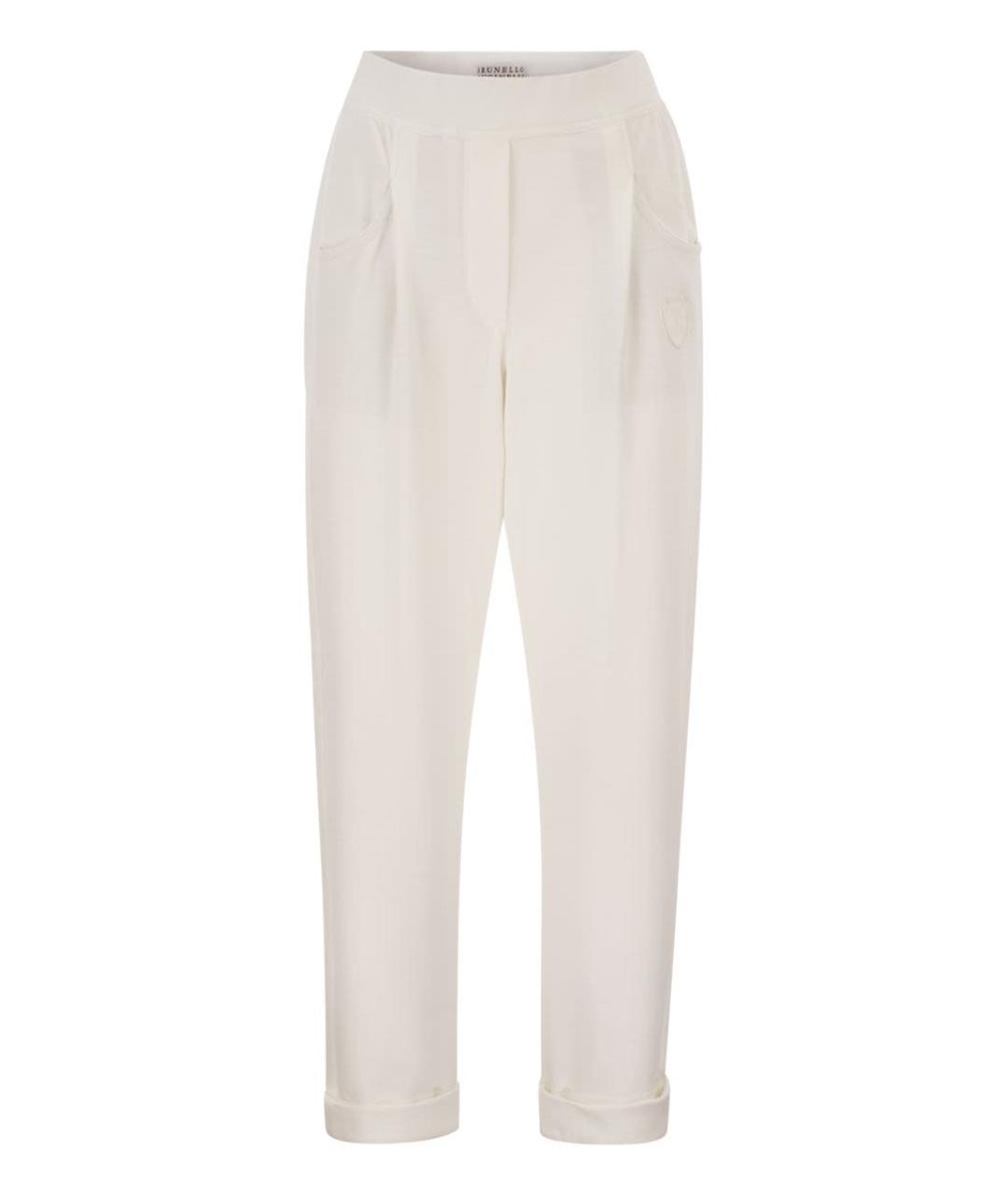 BRUNELLO CUCINELLI Белые хлопковые прямые брюки, фото 1