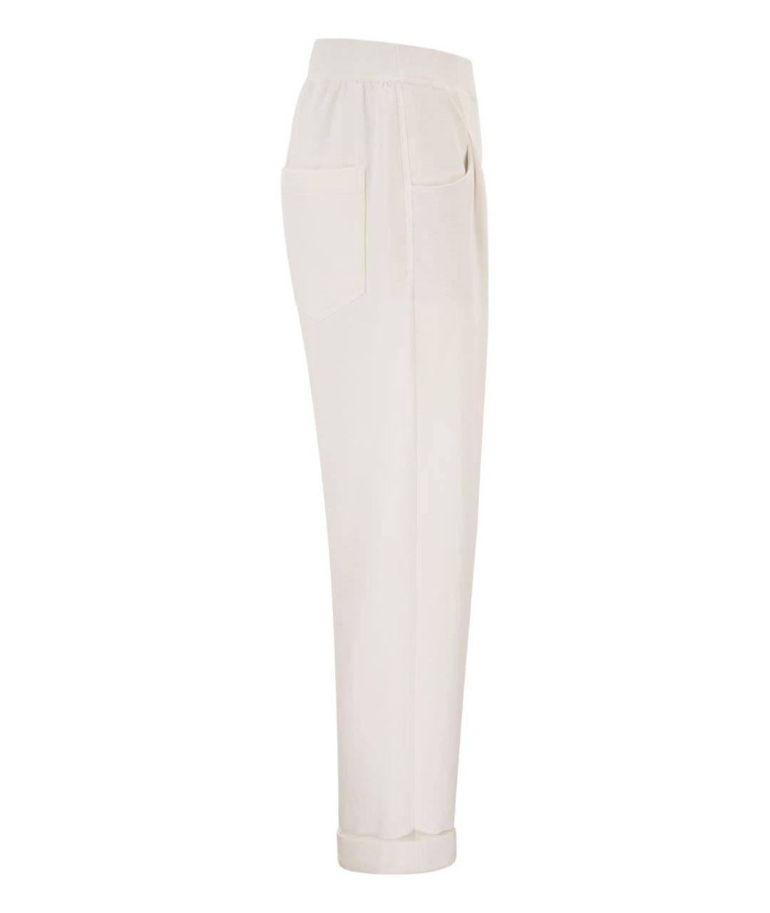 BRUNELLO CUCINELLI Белые хлопковые прямые брюки, фото 3