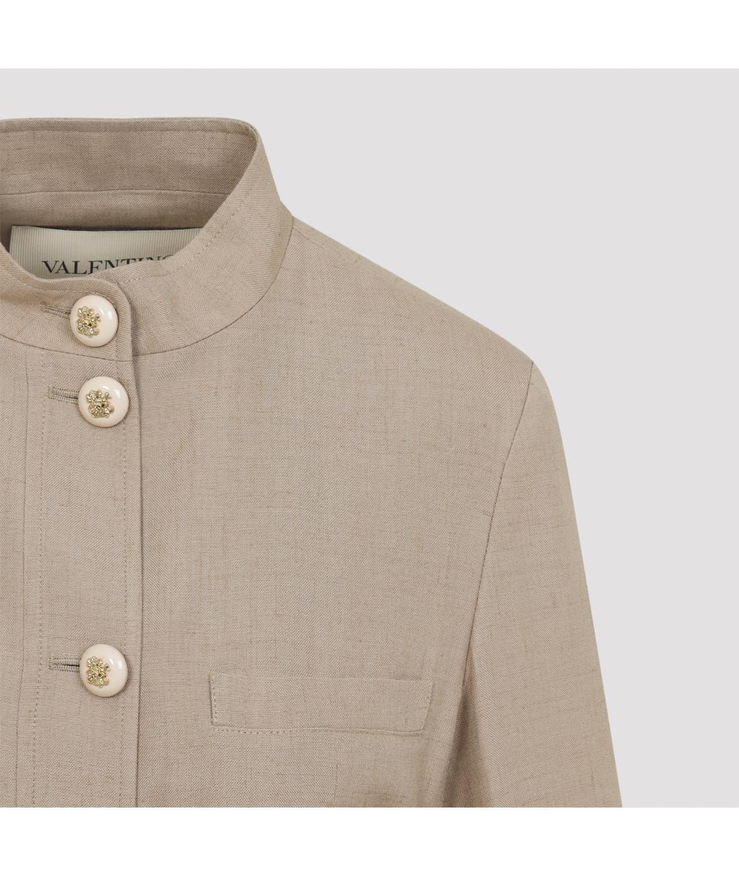 VALENTINO Бежевая льняная куртка, фото 5