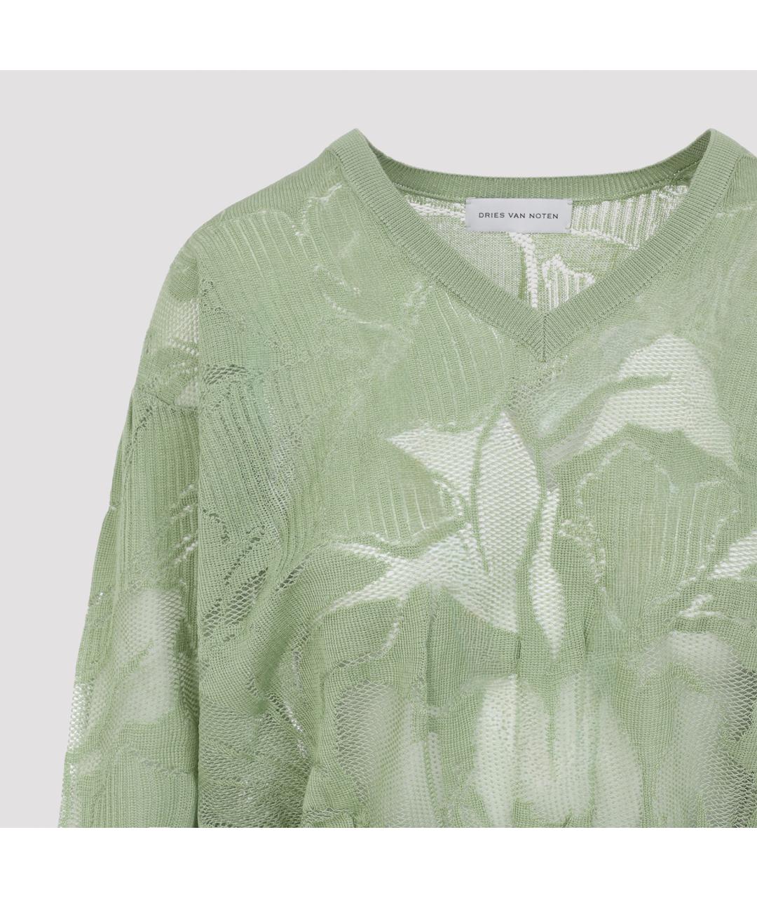 DRIES VAN NOTEN Зеленый хлопковый джемпер / свитер, фото 3