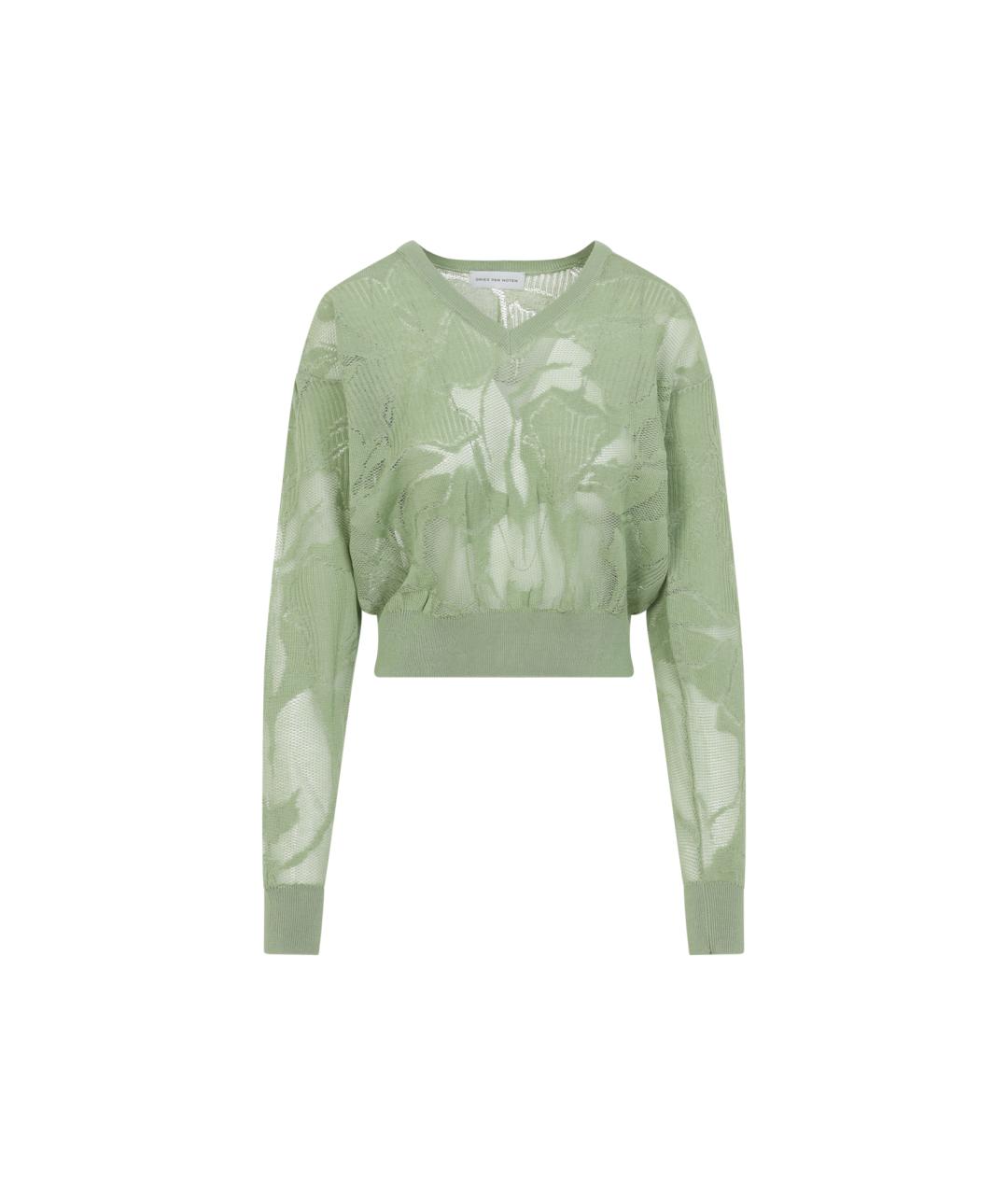 DRIES VAN NOTEN Зеленый хлопковый джемпер / свитер, фото 1