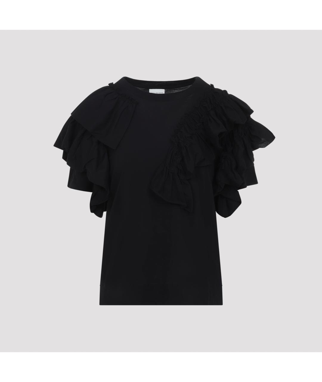 DRIES VAN NOTEN Черная хлопковая футболка, фото 2