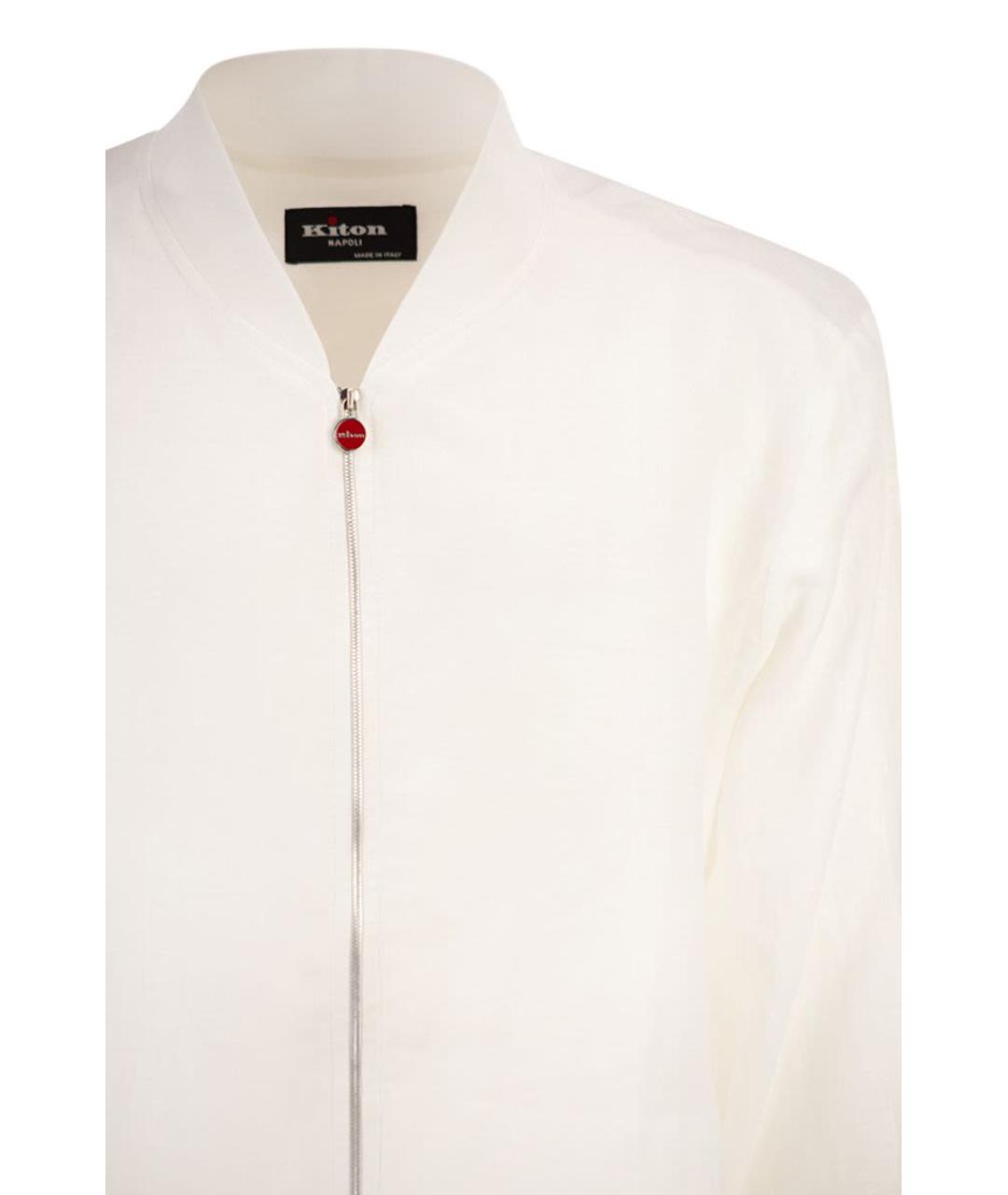 KITON Белая льняная куртка, фото 4