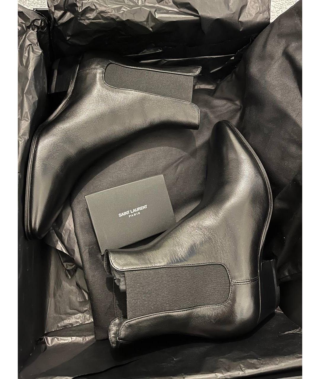 SAINT LAURENT Черные кожаные полусапоги, фото 4