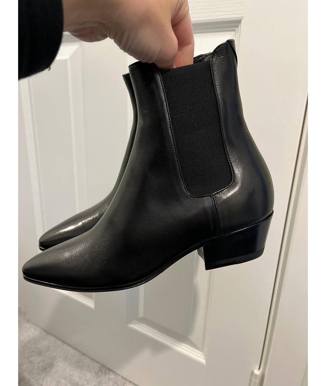 SAINT LAURENT Черные кожаные полусапоги, фото 2