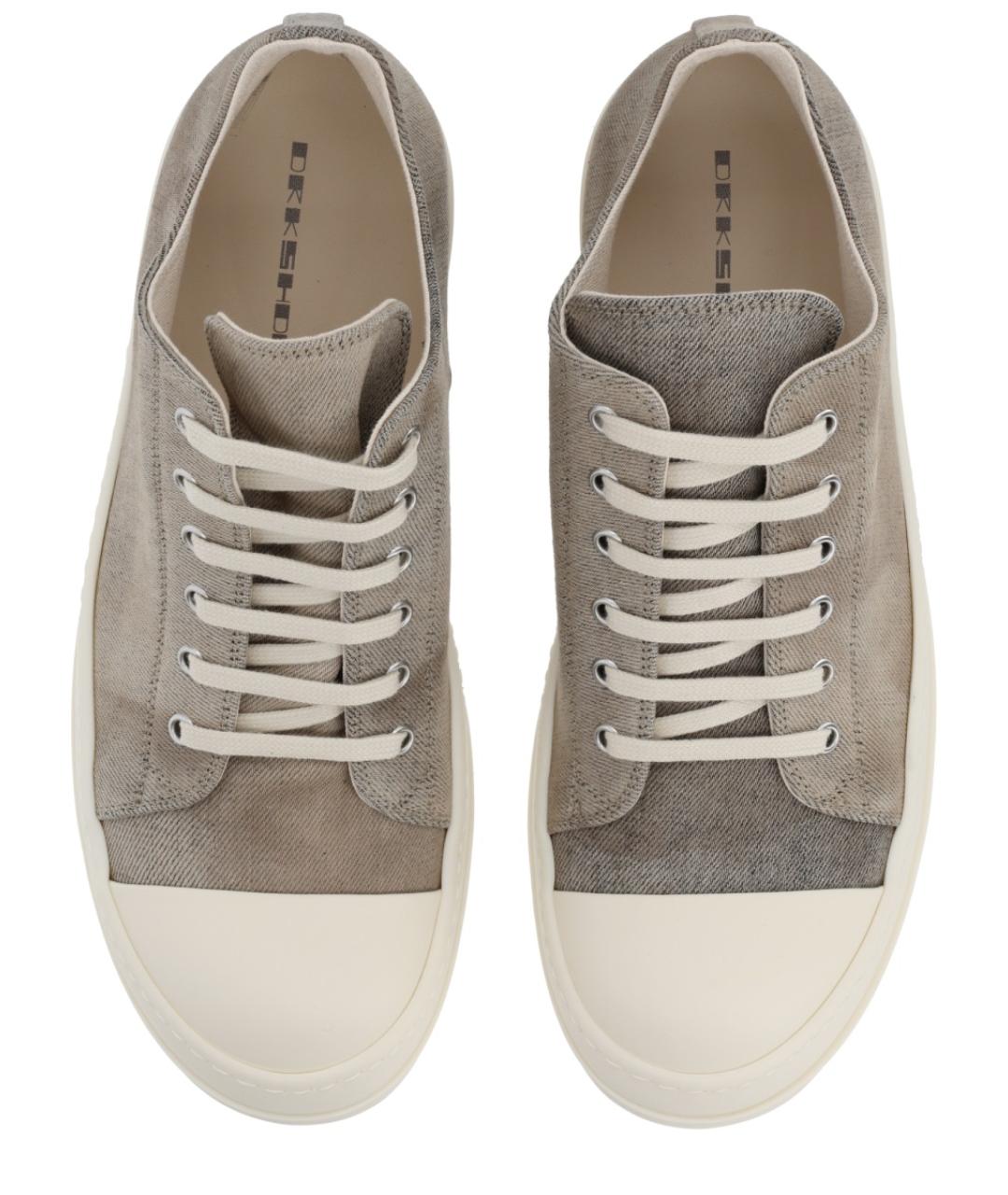 RICK OWENS DRKSHDW Серые текстильные низкие кроссовки / кеды, фото 5