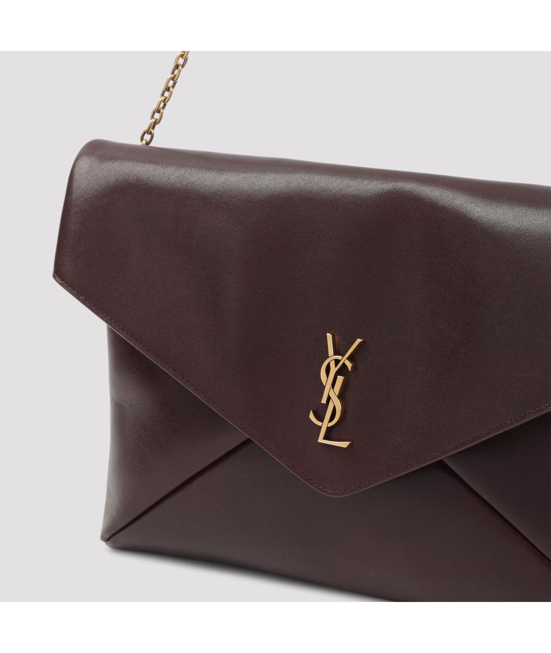 SAINT LAURENT Бордовая кожаная сумка через плечо, фото 4