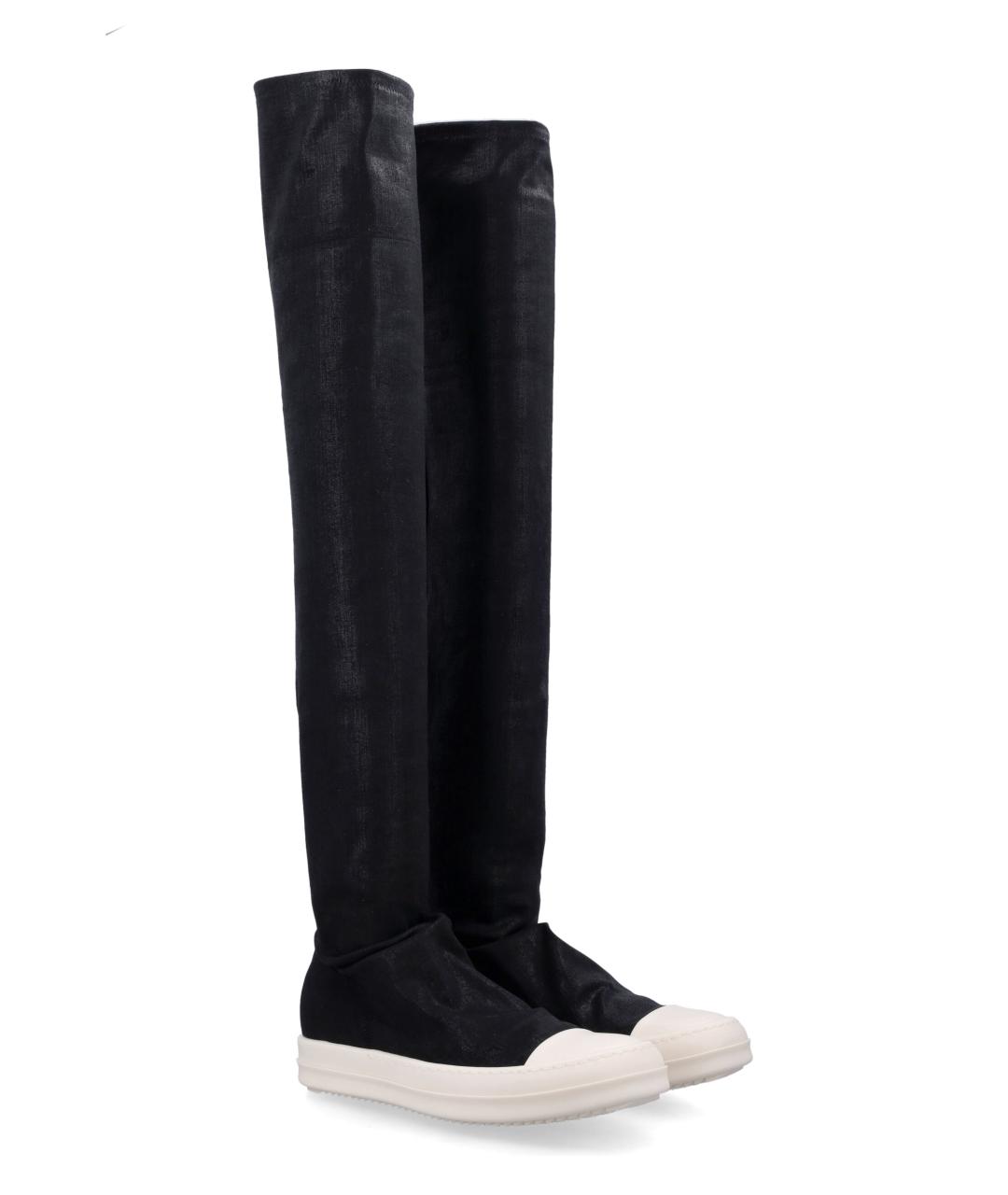 RICK OWENS DRKSHDW Черные текстильные ботфорты, фото 3