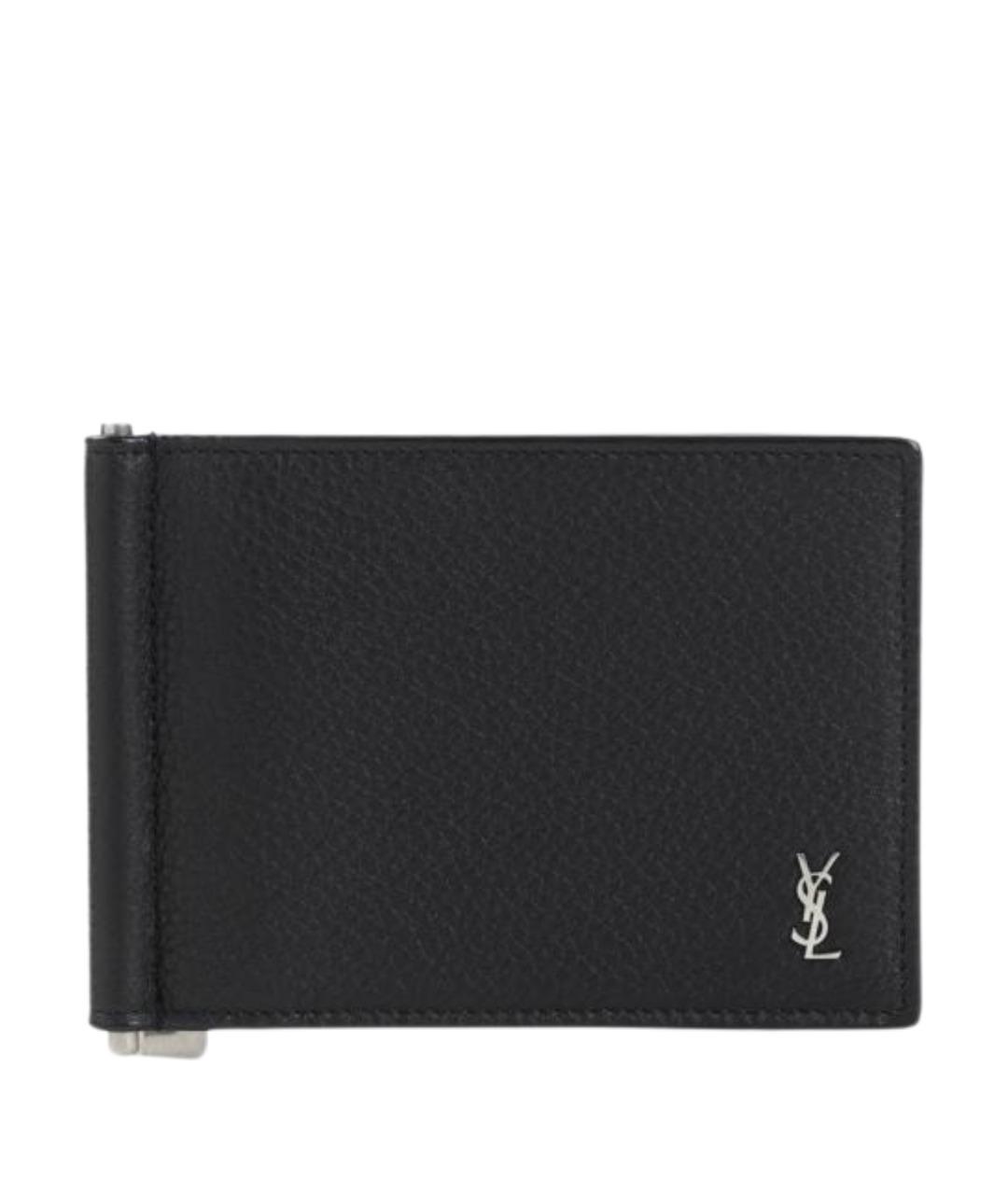 SAINT LAURENT Черный кожаный кошелек, фото 1