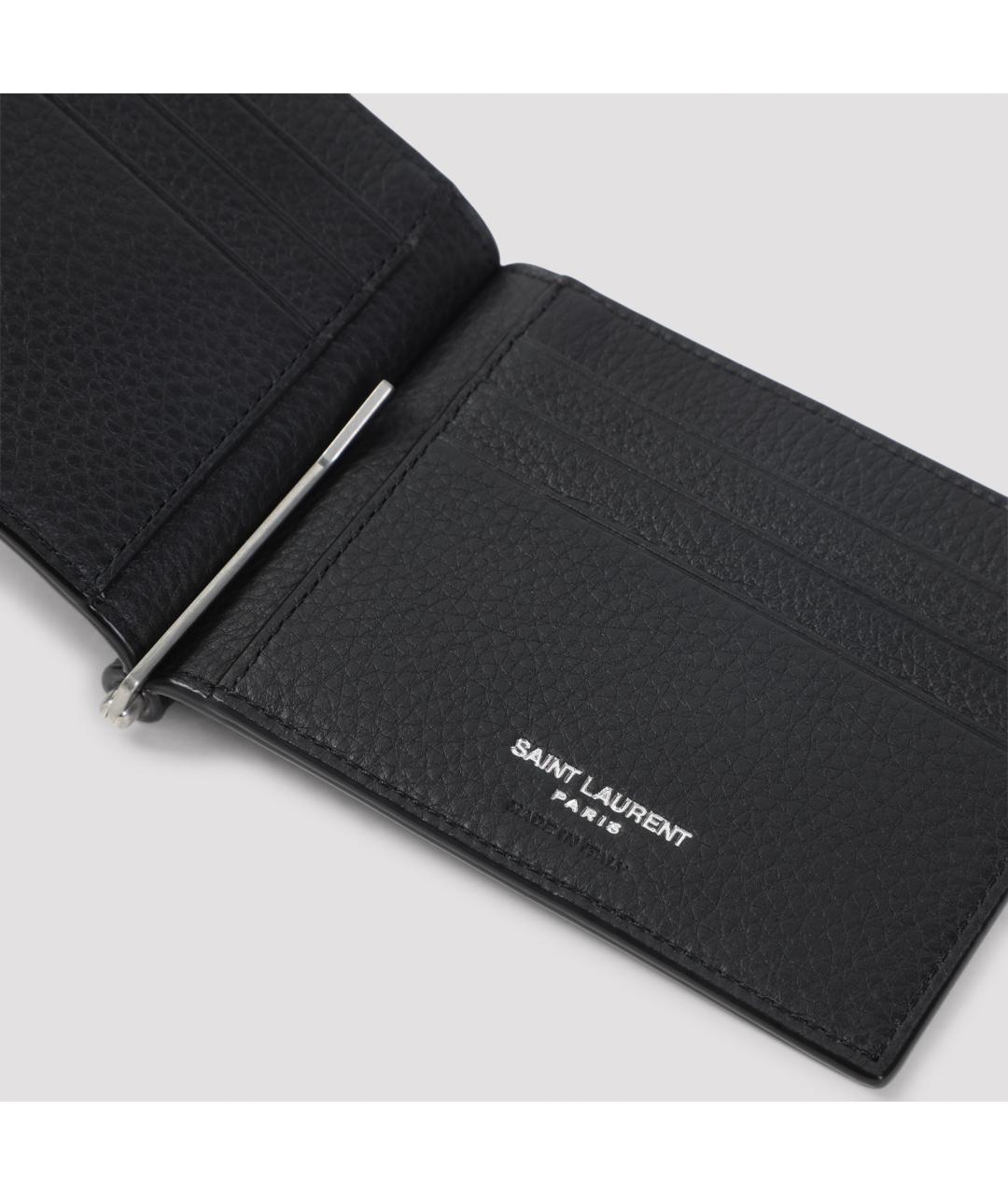 SAINT LAURENT Черный кожаный кошелек, фото 5