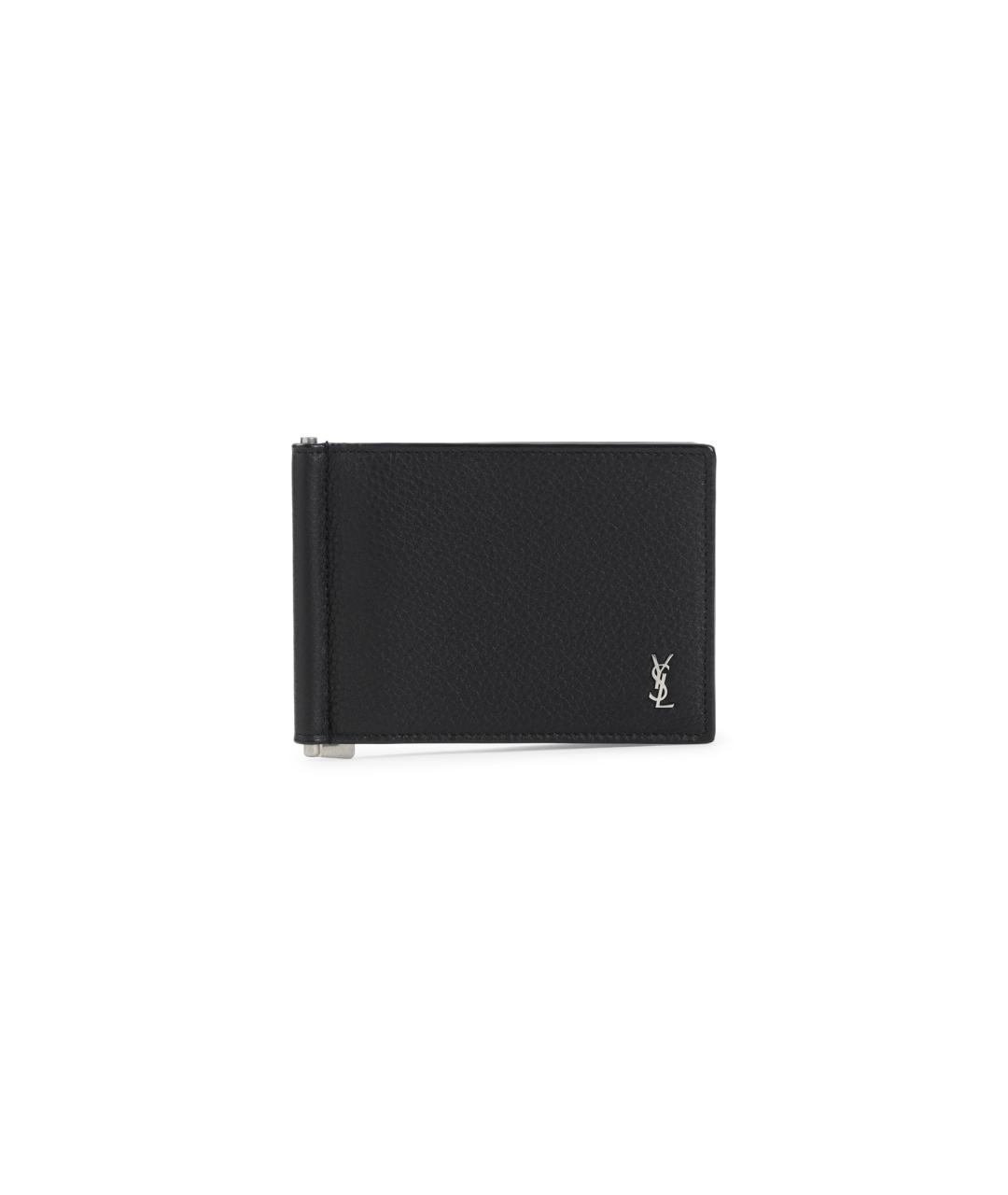 SAINT LAURENT Черный кожаный кошелек, фото 6