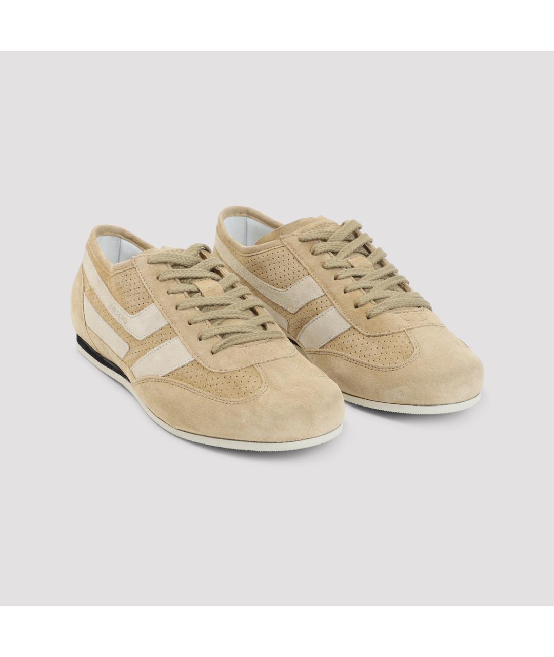 TOM FORD Бежевые замшевые низкие кроссовки / кеды, фото 4