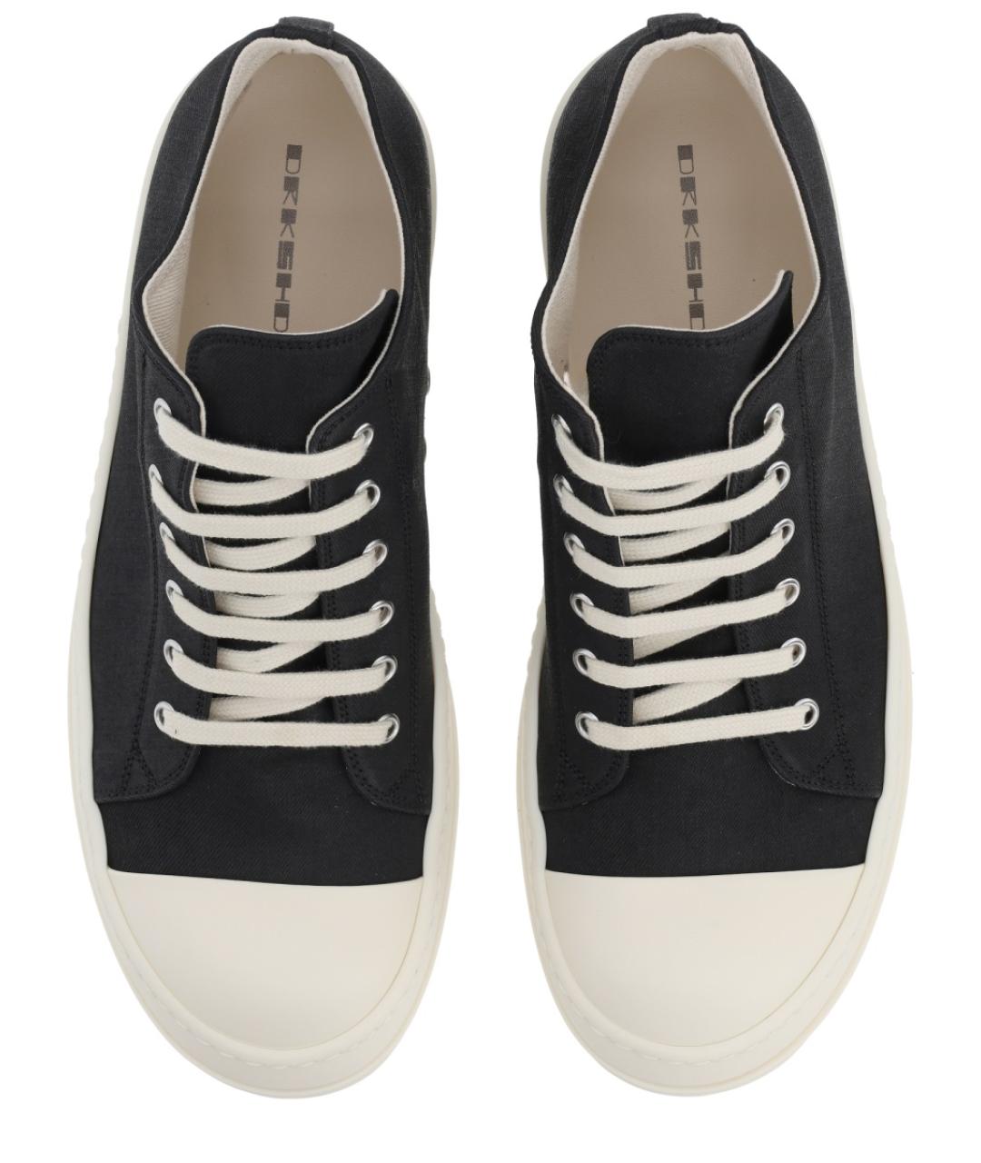 RICK OWENS DRKSHDW Черные текстильные низкие кроссовки / кеды, фото 5