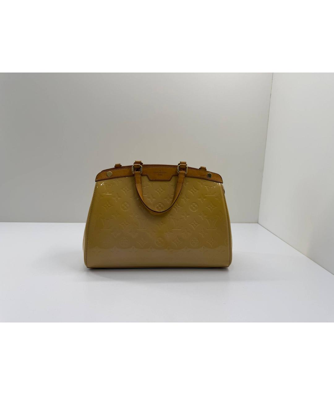 LOUIS VUITTON Бежевая сумка с короткими ручками из лакированной кожи, фото 10