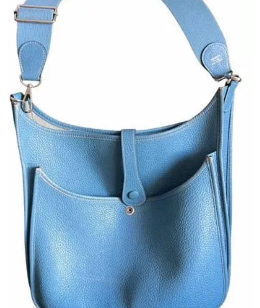 HERMES Голубая кожаная сумка через плечо, фото 3